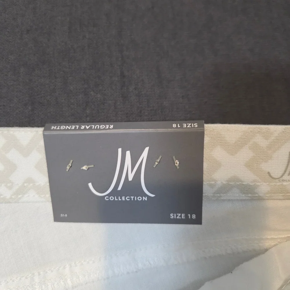 JM Collection Straight Leg Pants Womens 18 White Comfort Waistband Regular